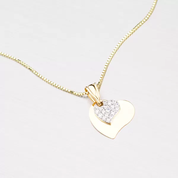 Zlatý přívěsek se srdíčky 43-21177