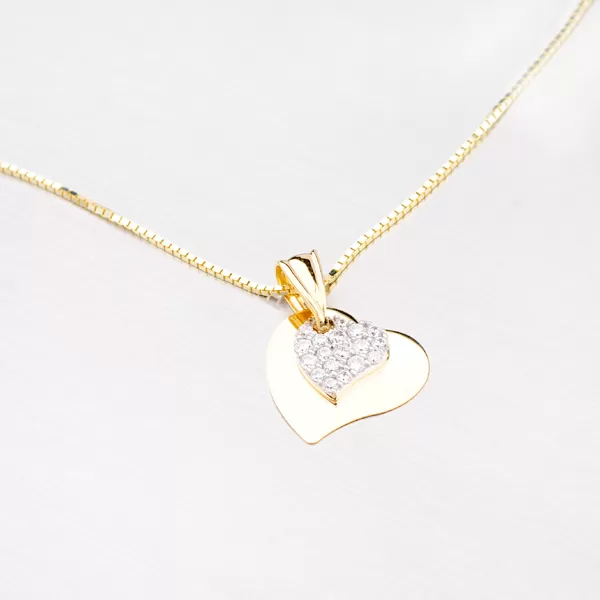 Zlatý přívěsek se srdíčky 43-21177