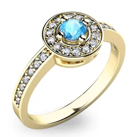 Dámský prsten žluté zlato 585/1000 přírodní diamant 0.150 ct G/SI topaz 10802Z-TPZ