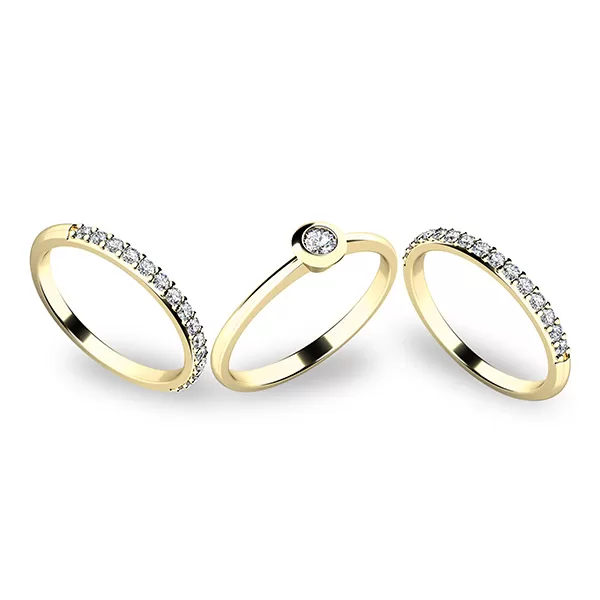 Zásnubní prsten žluté zlato 585/1000 zirkon set zásnubních 10807-SET02-ZZ