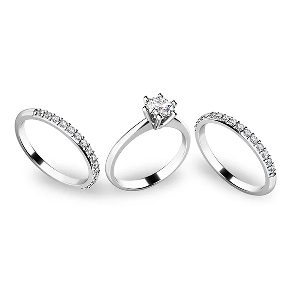 Set zásnubních prstenů v bílém zlatě 10720-SET02-BB