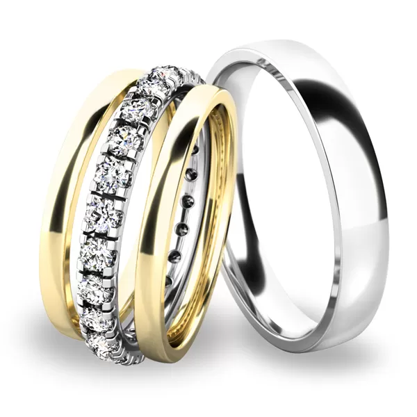 Snubní prsteny bílé zlato 585 zirkon 0.80 ct G/SI set SP-61045-SET02