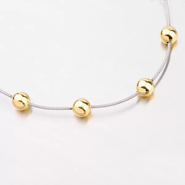 Stříbrný náramek se zlacenými kuličkami XKXC-4002-ES