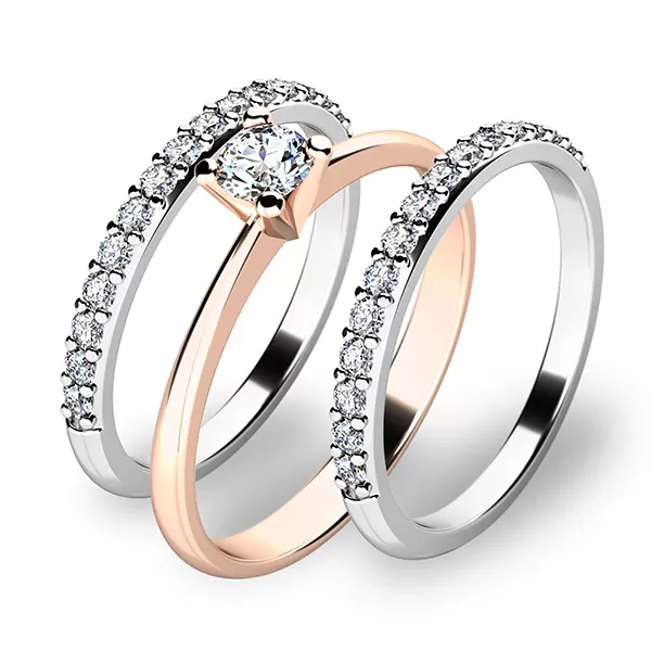 Zásnubní set v kombinaci růžového a bílého zlata 10820-SET02-RB