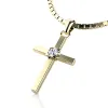 Dámský přívěsek žluté zlato 585/1000 přírodní diamant 0.035 ct G/SI kříž 10872-ZL-DIA