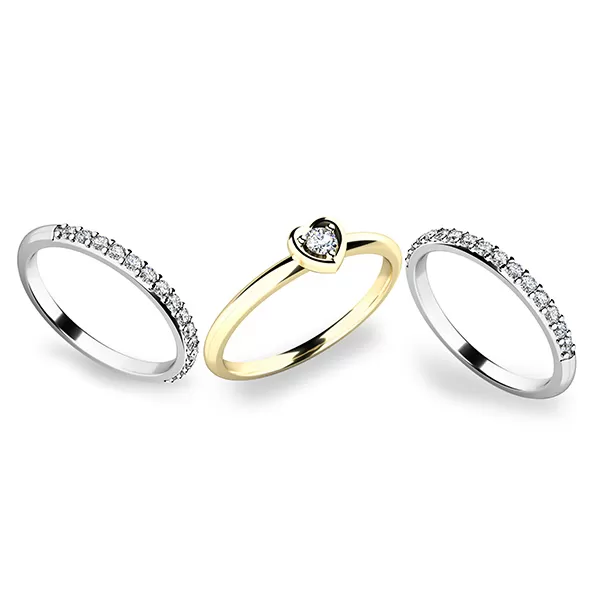 Nádherný set zásnubních prstenů ze zlata 10849-SET02-ZB