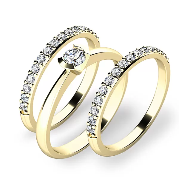 Krásný set zásnubních prstenů ze žlutého zlata 10840-SET02-ZZ
