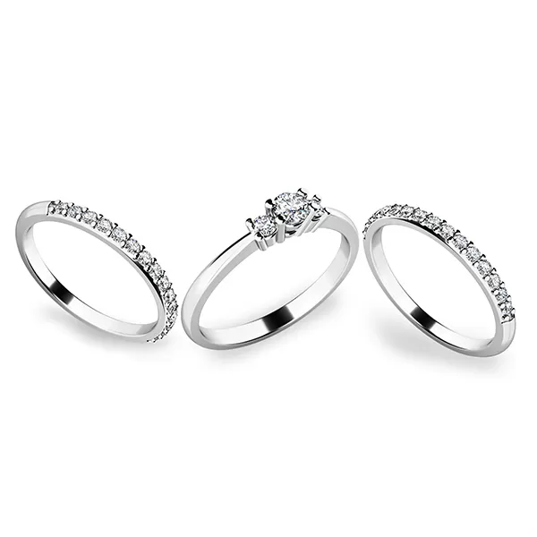 Zásnubní prsten bílé zlato 585/1000 zirkon set zásnubních 10843-SET02-BB