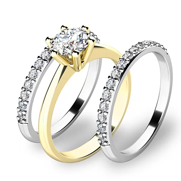 Set zásnubních prstenů z kombinovaného zlata 10720-SET02-ZB