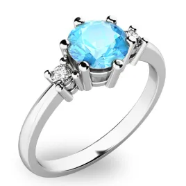 Dámský prsten bílé zlato 585/1000 přírodní diamant 0.90 ct G/SI topaz 10856B-TPZ