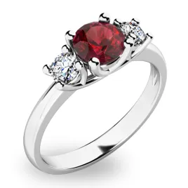 Dámský prsten bílé zlato 585/1000 přírodní diamant 0.50 ct G/SI českým granát 10803B-GRN