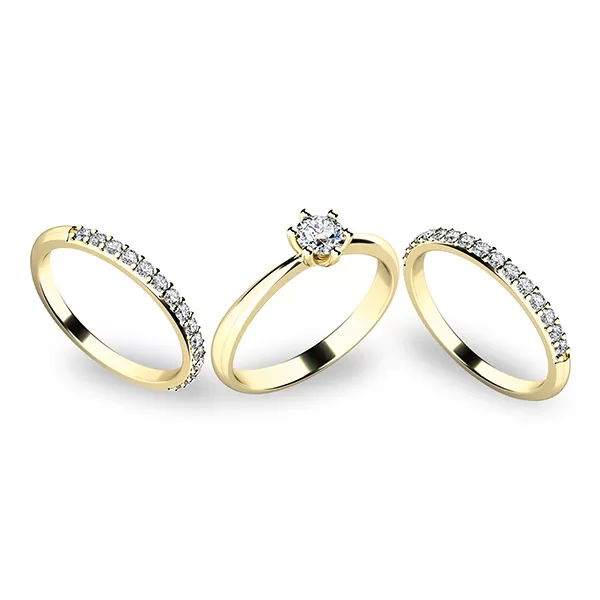 Zásnubní prsten žluté zlato 585/1000 zirkon set 10819-SET02-ZZ