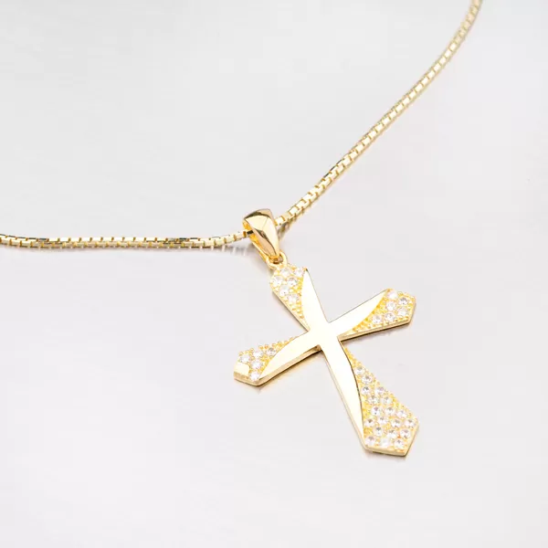 Zlatý kříž se zirkony 43-21185