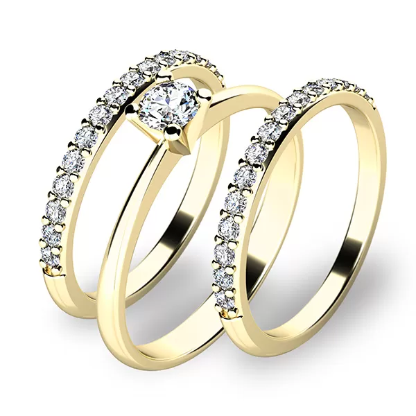 Zásnubní prsten žluté zlato 585/1000 zirkon set 10820-SET02-ZZ