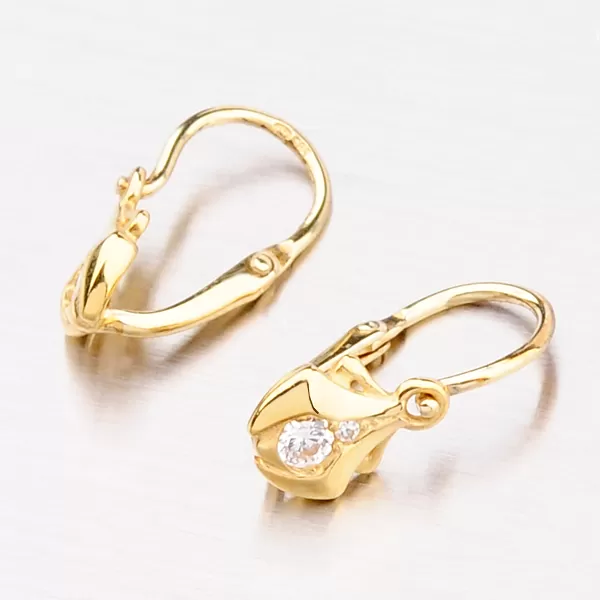 Dětské náušničky žluté zlato 585 zirkon s bílým bílé kameny 52DN-2224ZB