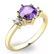 Nádherný prsten s ametystem diamanty 10856Z-AME