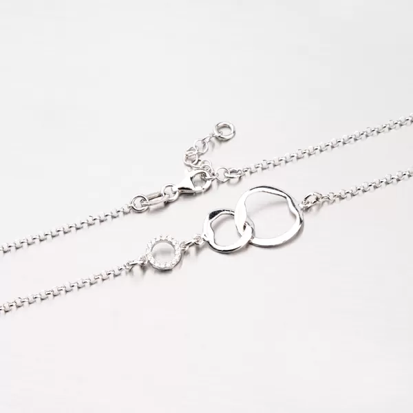 Stříbrný náhrdelník s kroužky a zirkony N1500315-0331-SLX