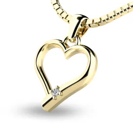 Dámský přívěsek přírodní diamant 0.012 ct G/SI srdce s briliantem 10917-ZL-DIA
