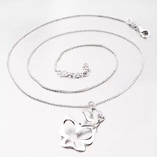 Stříbrný náhrdelník s motýli N1401574-0331-SLX