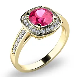Dámský prsten žluté zlato 585/1000 přírodní diamant 0.75 ct G/SI turmalínem a brilianty 10766-ZL-TUR