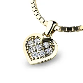Dámský přívěsek žluté zlato 585/1000 přírodní diamant 0.176 ct G/SI srdce s brilianty 10877-ZL-DIA
