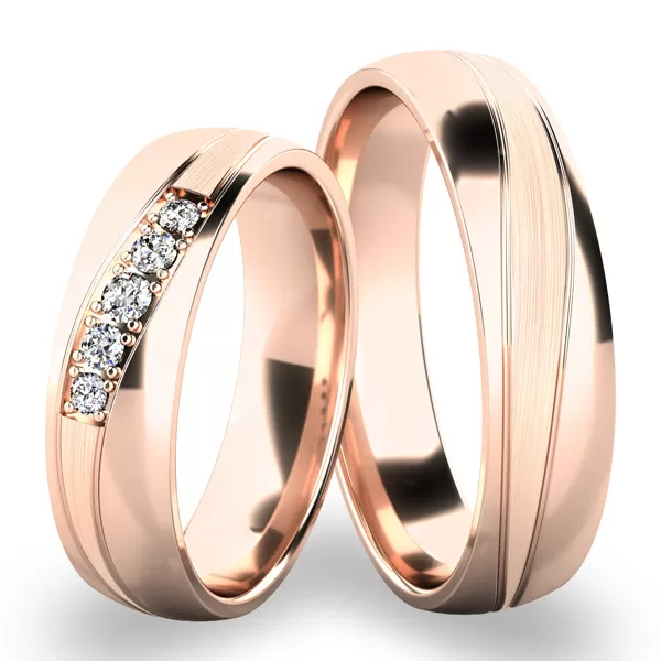 Snubní prsteny žluté zlato 585 zirkon 0.080 ct G/SI s vlnkami SP-285