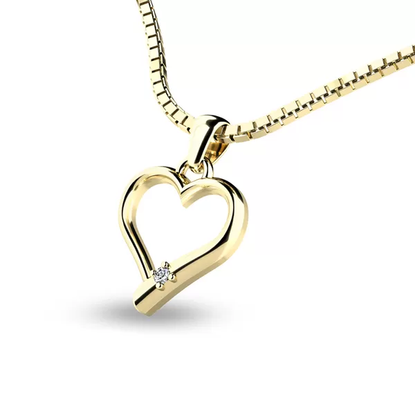 Srdce ze žlutého zlata s briliantem 10917-ZL-DIA