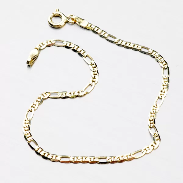 Zlatý náramek Figaro 3+1 s příčkou 44-1009