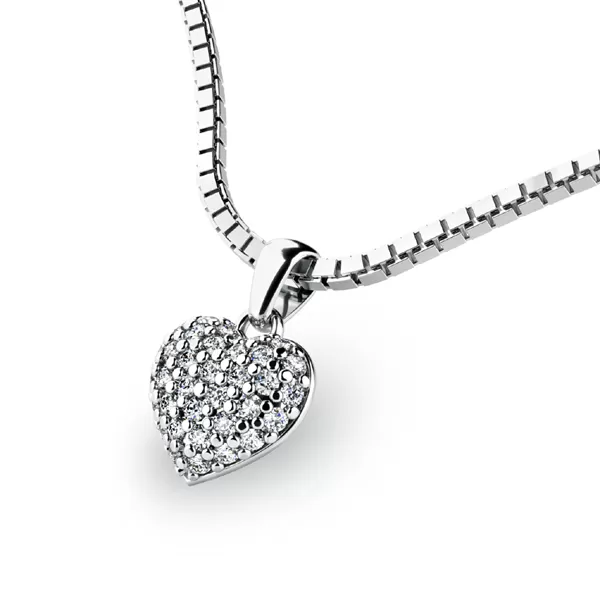 Srdce z bílého zlata s diamanty 10923-B-DIA
