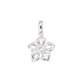 Dámský přívěsek bílé zlato 585/1000 přírodní diamant 0.042 ct - květina GKW57513