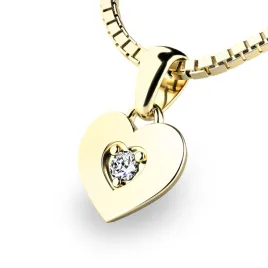 Dámský přívěsek žluté zlato 585/1000 přírodní diamant 0.045 ct G/SI srdce s briliantem 10874-ZL-DIA