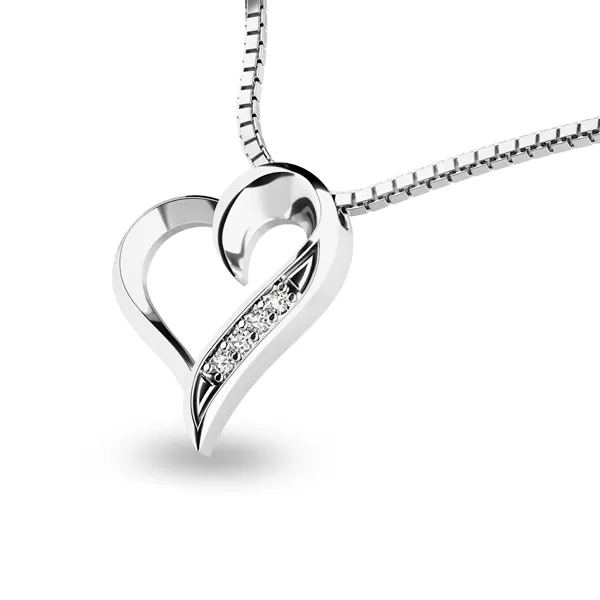 Dámský přívěsek přírodní diamant 0.060 ct G/SI srdce 10873-B