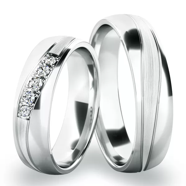 Snubní prsteny žluté zlato 585 zirkon 0.080 ct G/SI s vlnkami SP-285