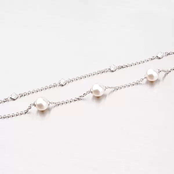 Dámský náramek stříbro 925 perly stříbra s a zirkony B1400826-0398-SLX