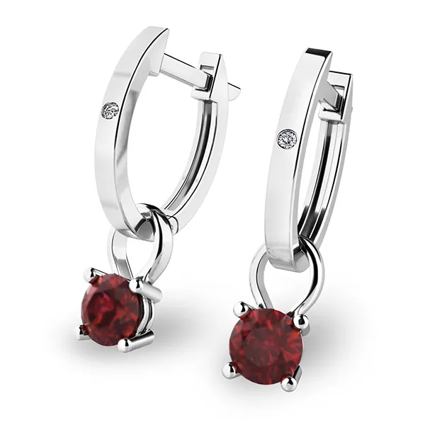 Zlaté oválky s diamanty a granáty 10861-B-DIA-GRA