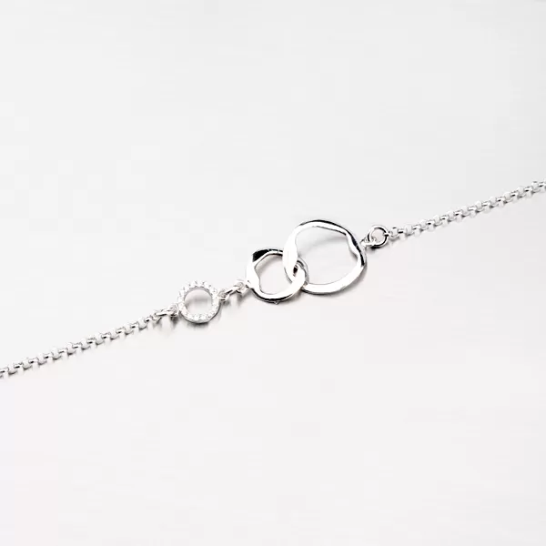 Stříbrný náhrdelník s kroužky a zirkony N1500315-0331-SLX
