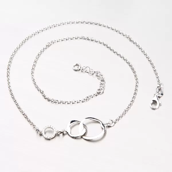 Stříbrný náhrdelník s kroužky a zirkony N1500315-0331-SLX
