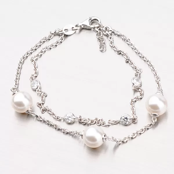 Dámský náramek stříbro 925 perly stříbra s a zirkony B1400826-0398-SLX