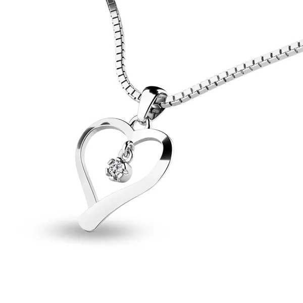 Srdce z bílého zlata s diamantem 10918-B-DIA