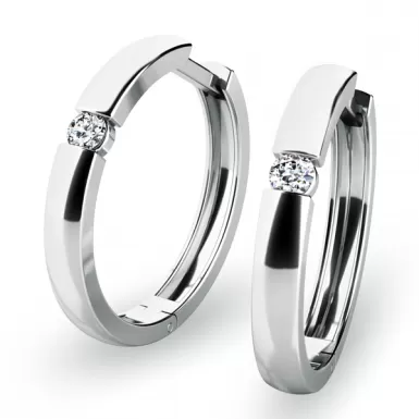 Dámské náušnice bílé zlato 585/1000 přírodní diamant 0.086 ct G/SI kruhy 10915-B-DIA