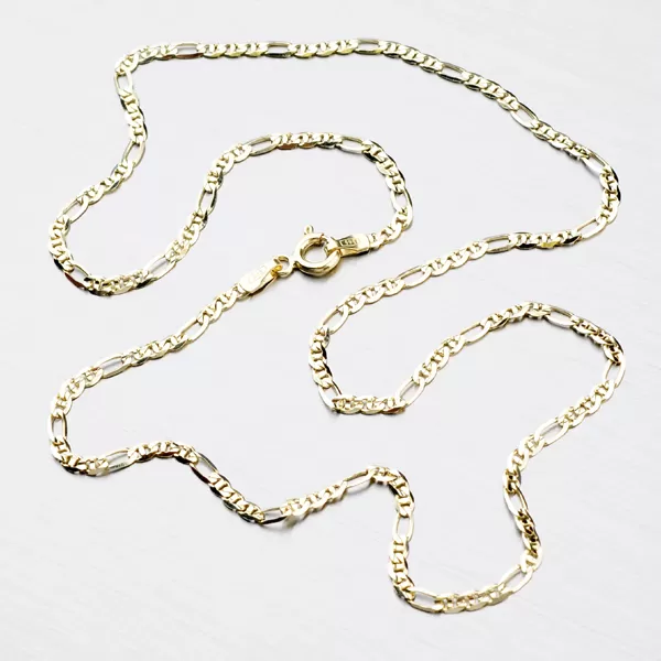 Zlatý řetízek Figaro 3+1 s příčkou 45-1009