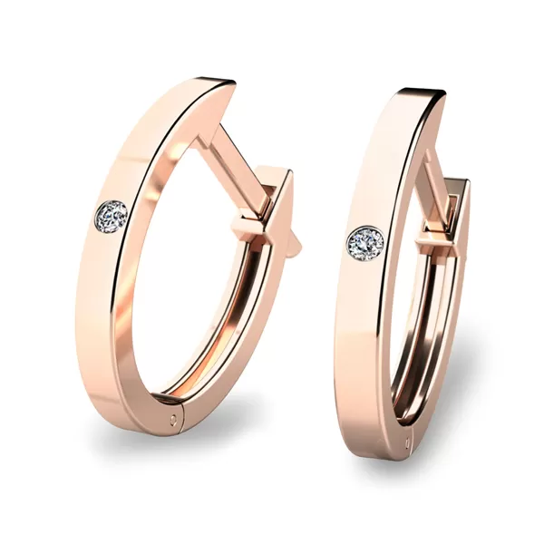 Dámské náušnice růžové zlato 585/1000 přírodní diamant 0.45 ct G/SI oválky s a topazy 10861-CV-DIA-TPZ