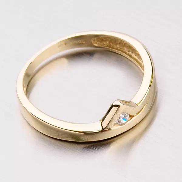 Dámský prsten žluté zlato 585 zirkon DZ1565ZL