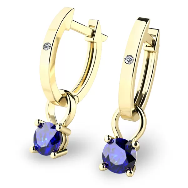 Zlaté oválky s diamanty a safíry 10861-ZL-DIA-SAF