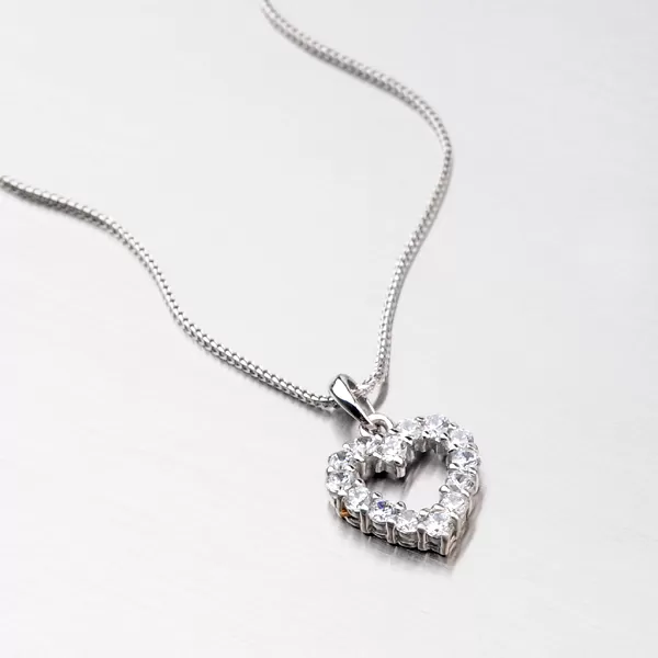 Dámský přívěsek bílé zlato 585 zirkon srdce DZ0020B