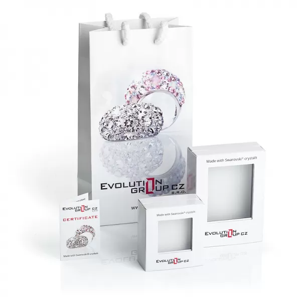 Stříbrné náušnice visací s krystaly Swarovski růžový půlkruh 31123.3 magic rose