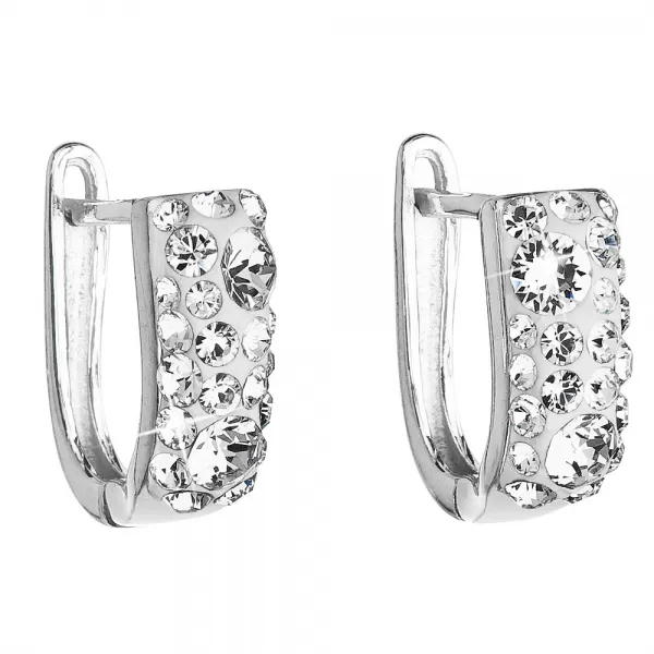 Stříbrné náušnice visací s krystaly Swarovski bílý půlkruh 31123.1