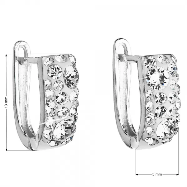 Stříbrné náušnice visací s krystaly Swarovski bílý půlkruh 31123.1