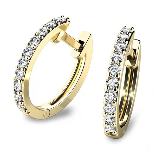 Dámské náušnice žluté zlato 585/1000 přírodní diamant 0.66 ct G/SI briliantové s granáty 10863-ZL-DIA-GRA