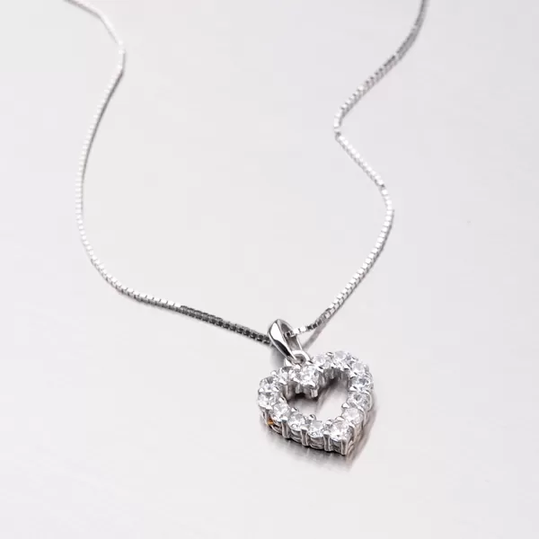 Dámský přívěsek bílé zlato 585 zirkon srdce DZ0020B
